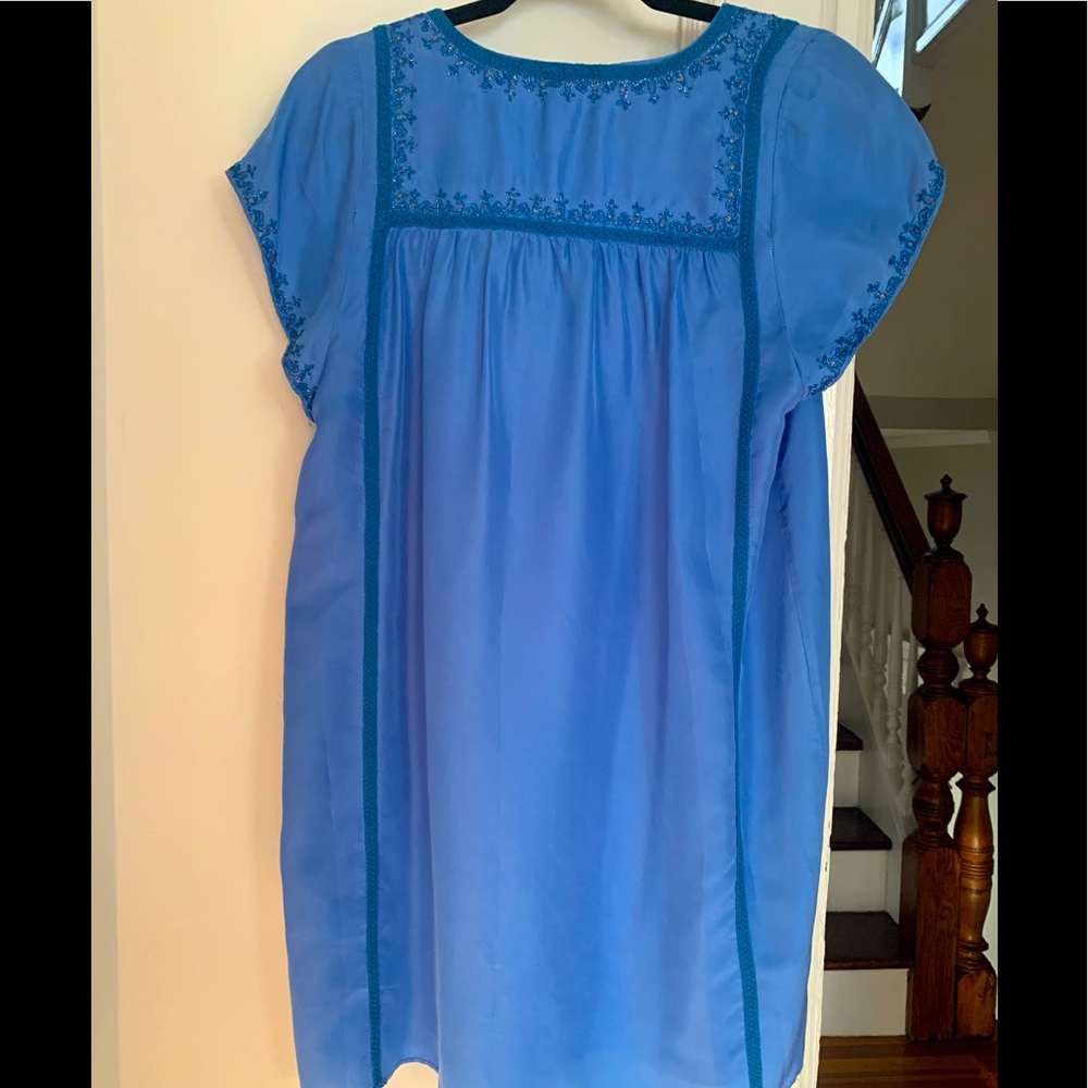 Calypso St. Barth Blue Silk Shift Dress, Sz. Small - Picture 2 of 8